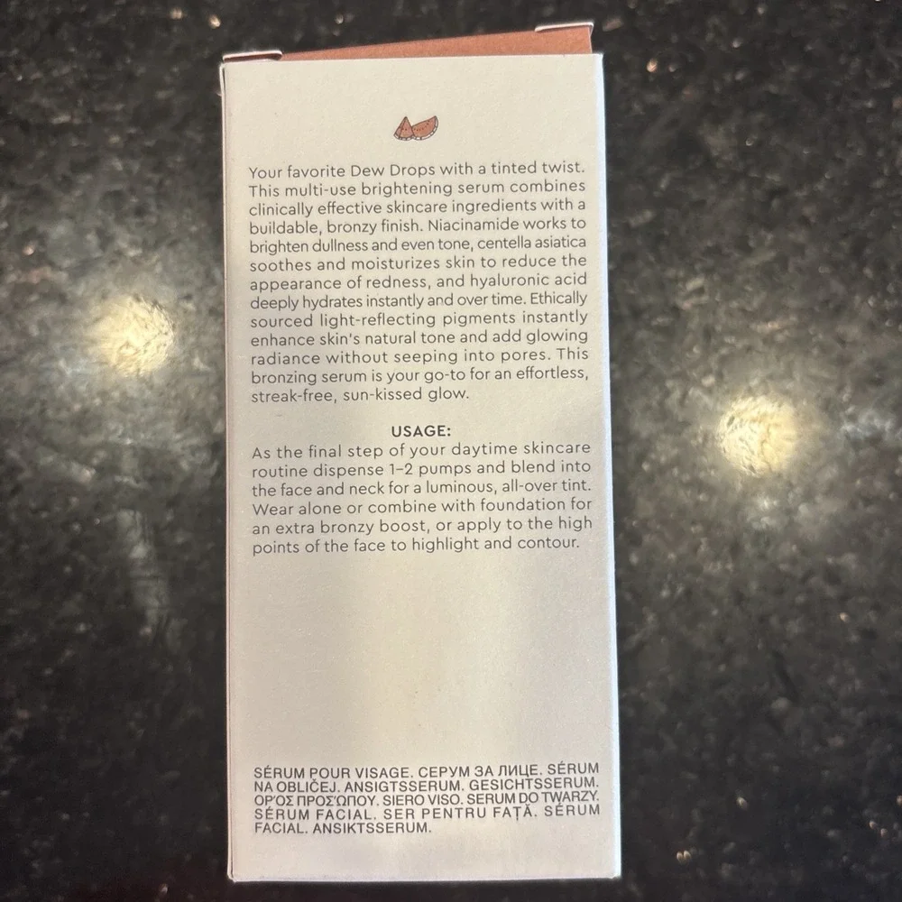 NIB! Glow Recipe Watermelon Niacinamide Hue Drops SUN GLOW Tinted Serum 1.35 Oz